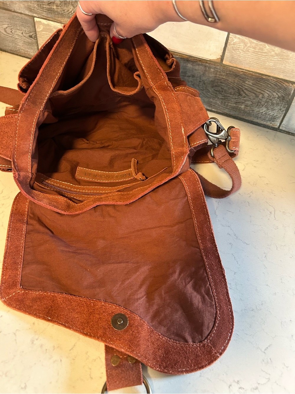 Free People Wylie Suede Saddle Shoulder Crossbody Bag in Rust - Picture 16 of 16